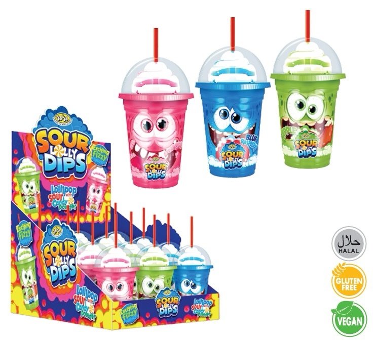 Sour lolly dips with liquid or powder 12 Stück *60gr
