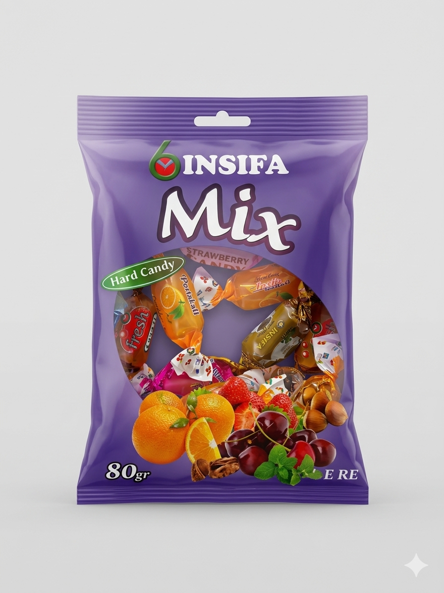 Hard candy insiva flavor 30*80gr