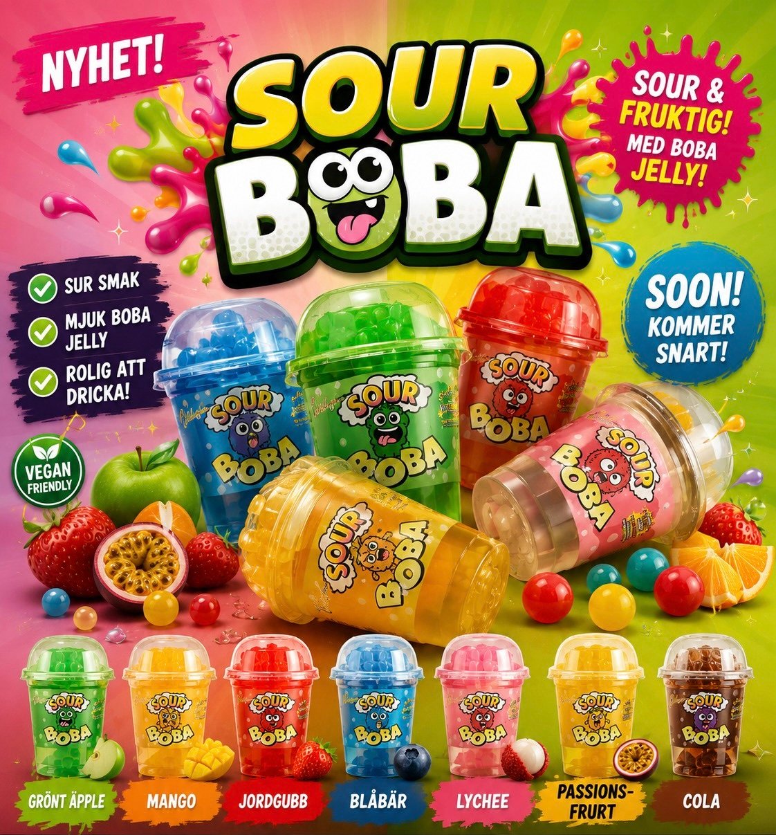 Sour Boba 12 Stück * 280ml + Poping 50gr
