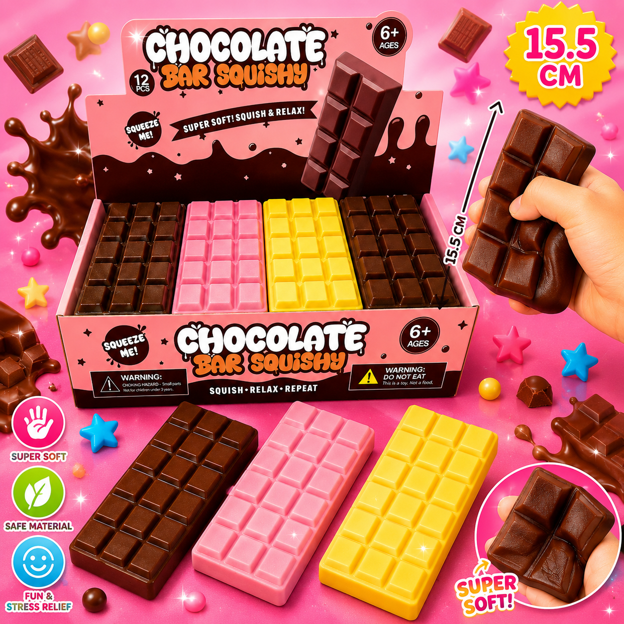 Chocolate Bar Squishy 12 Stück
